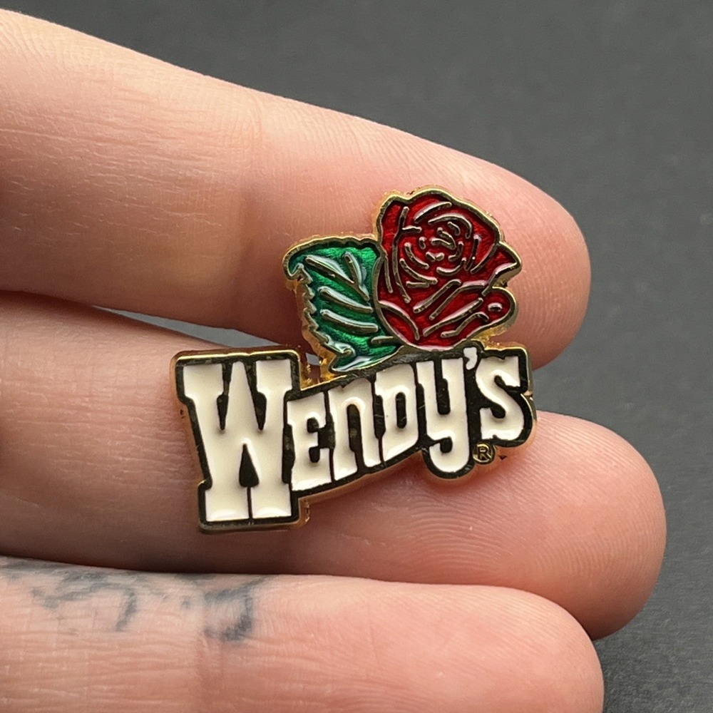 Wendy's Fast Food Restaurant Rose Flower Employee Lapel Hat Pin